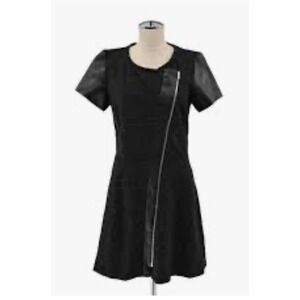 THE KOOPLES Dress Womens Size 36 Sport‎ Zip Front Short Sleeve Leather Contrast